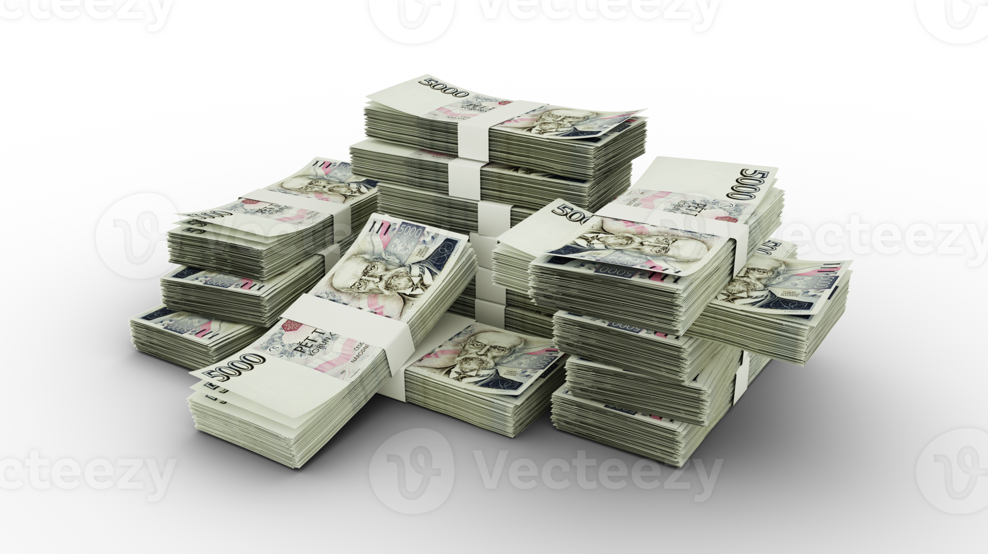 stack-of-czech-koruna-notes-3d-rendering-of-bundles-of-banknotes