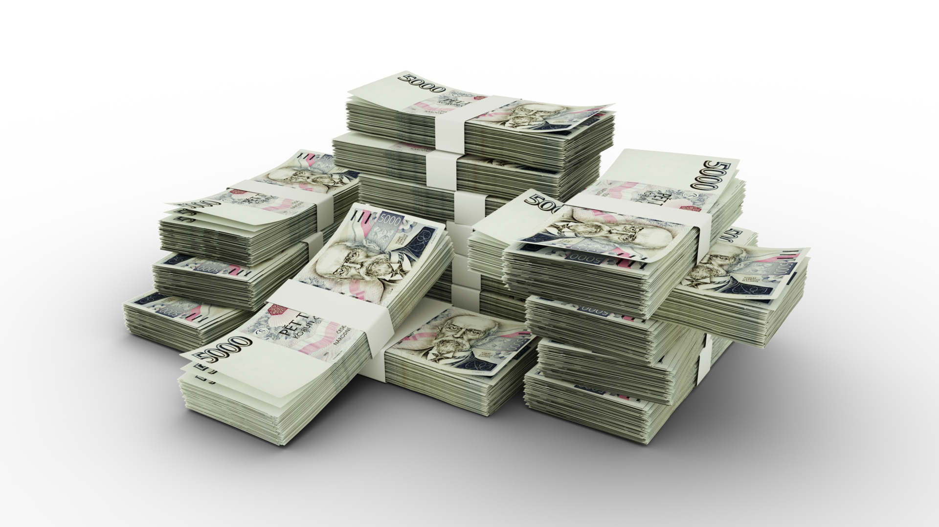 stack-of-czech-koruna-notes-3d-rendering-of-bundles-of-banknotes