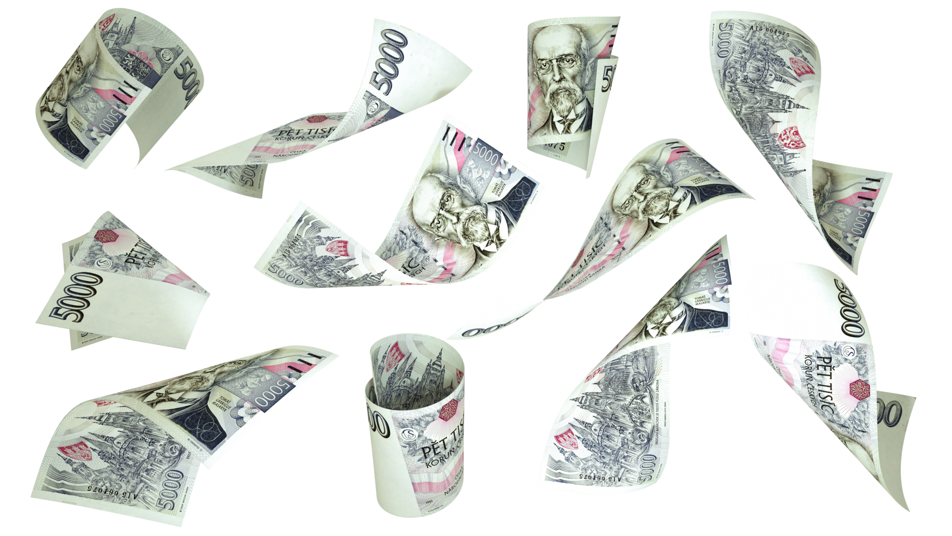 3d-rendering-of-5000-czech-koruna-notes-flying-in-different-angles-and