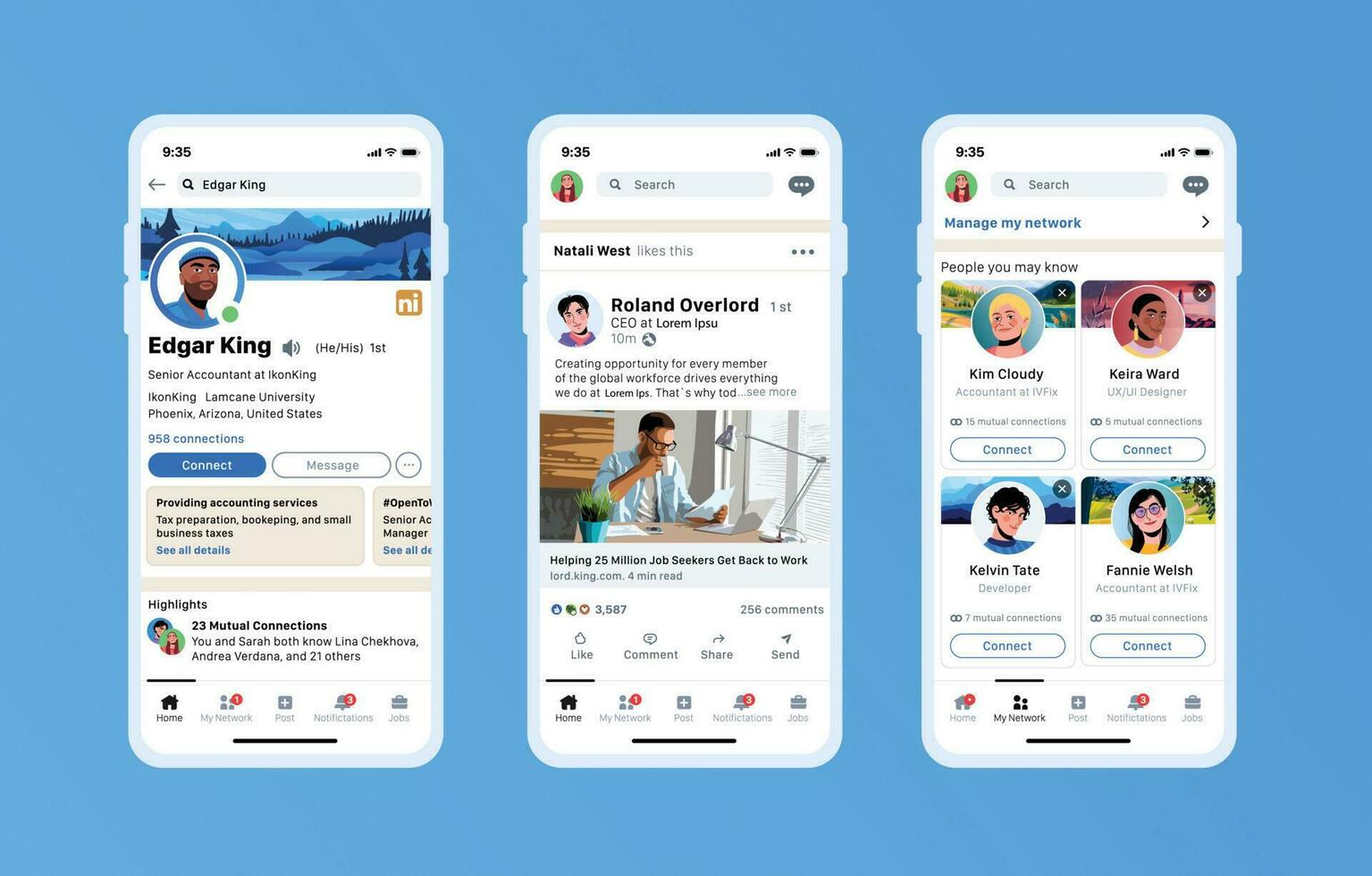 Business and employment focused social media platform. App for professional networking and career development. Mobile Recruitment Application. Vector illustration