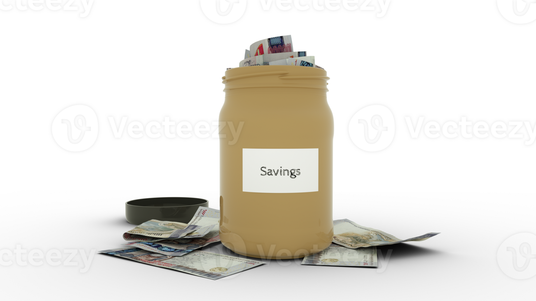 3D rendering of 100000 Armenian dram notes in savings container. container filled to the top with Armenian currency notes png
