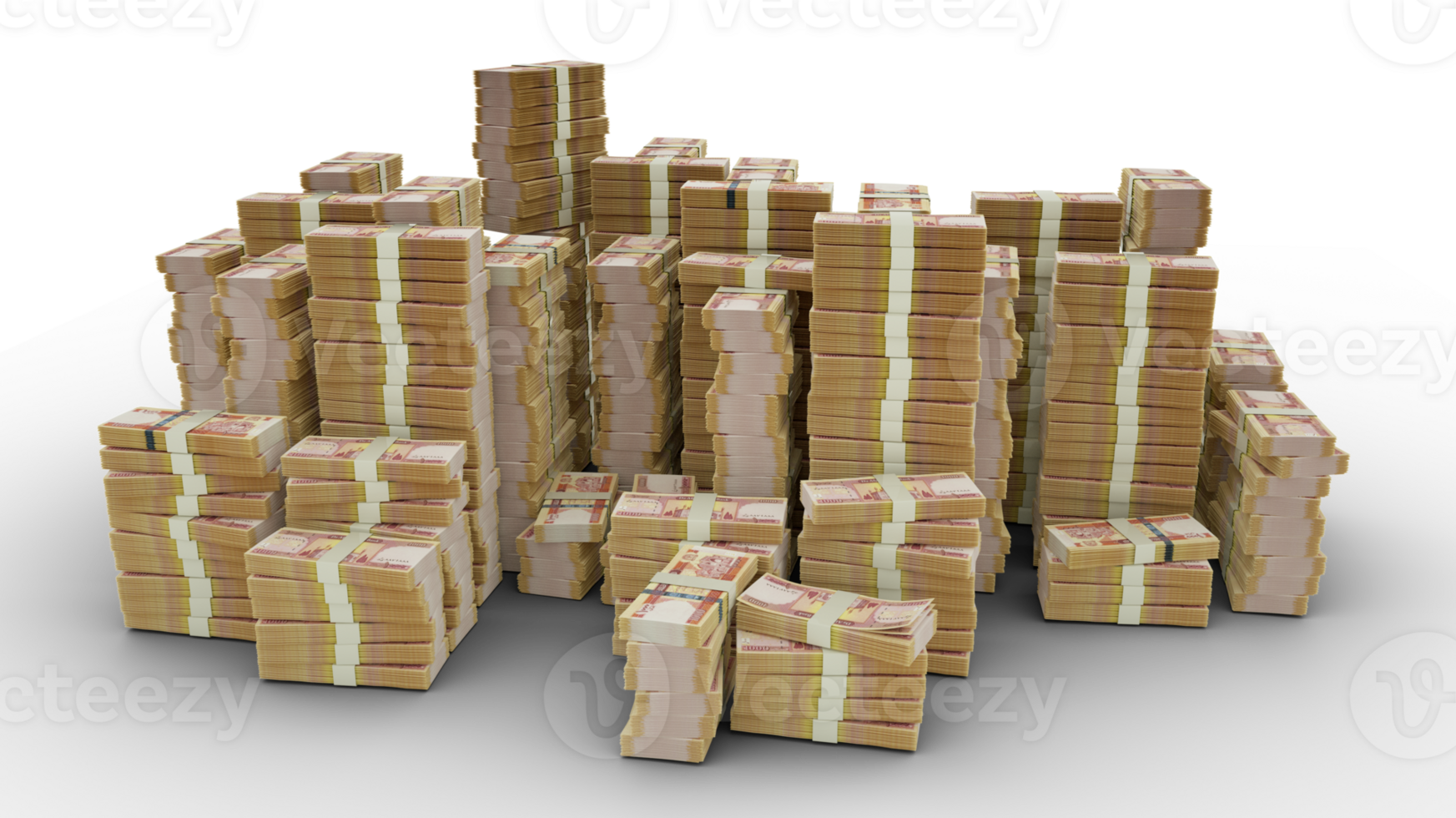 Big stack of 1000 Afghan Afghanis notes. A lot of money isolated on transparent background. 3d rendering of bundles of cash png