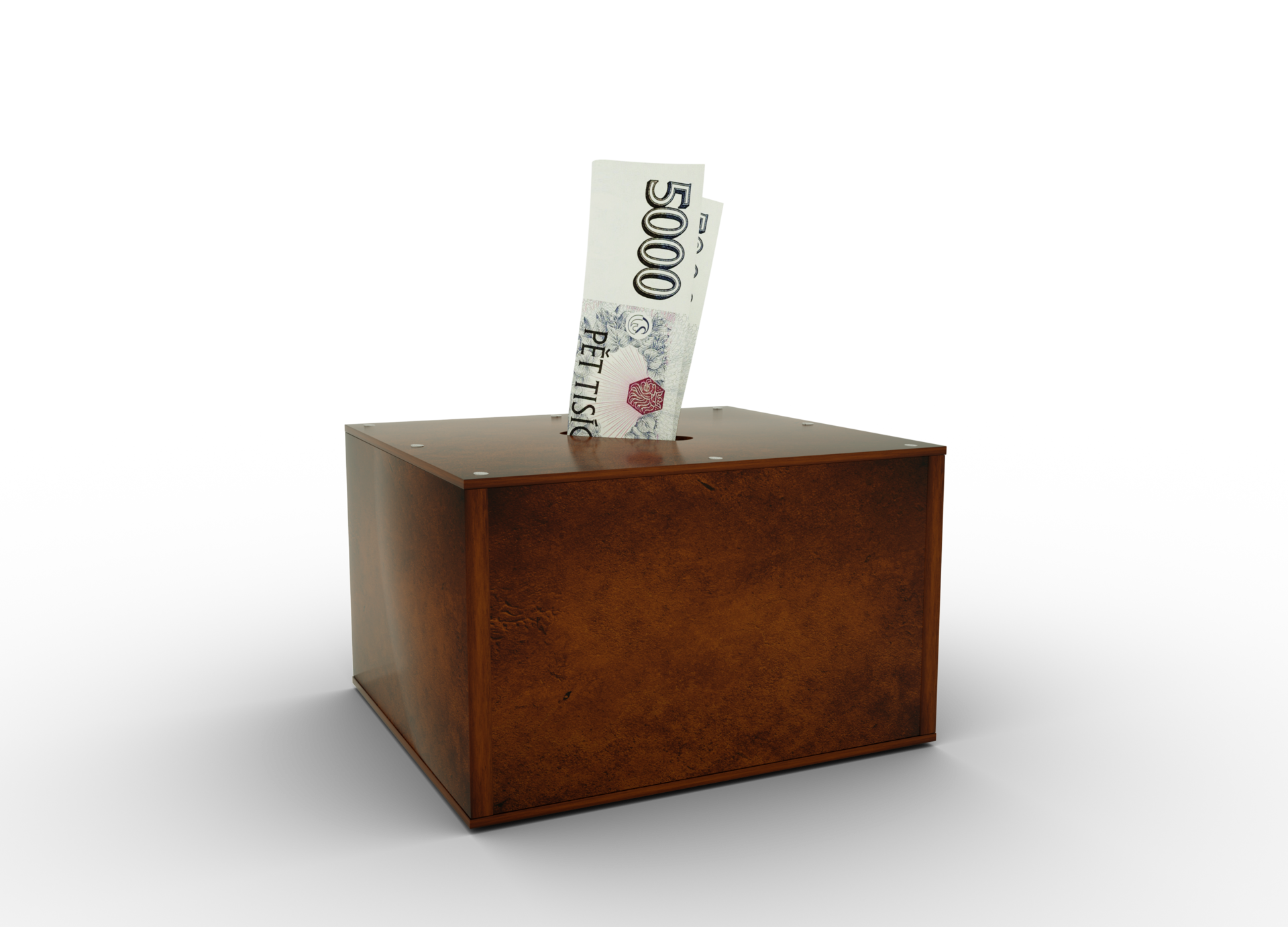 Czech Koruna Notes Inside Wooden Savings Box Generic Savings Bank czech-koruna-notes-inside-wooden-savings-box-generic-savings-bank