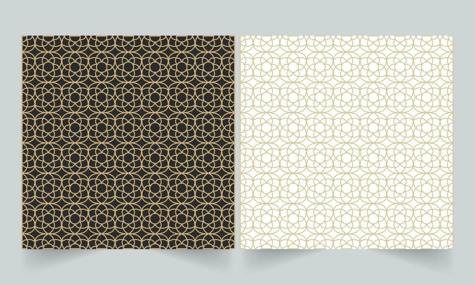 Seamless Geometric Flower Pattern Background In Two Color Options. vector