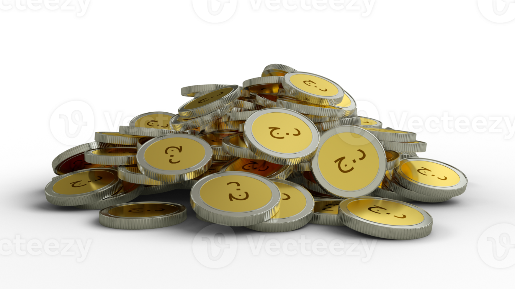 3D rendering of pile of abstract Afghan Afghanis coins concept png