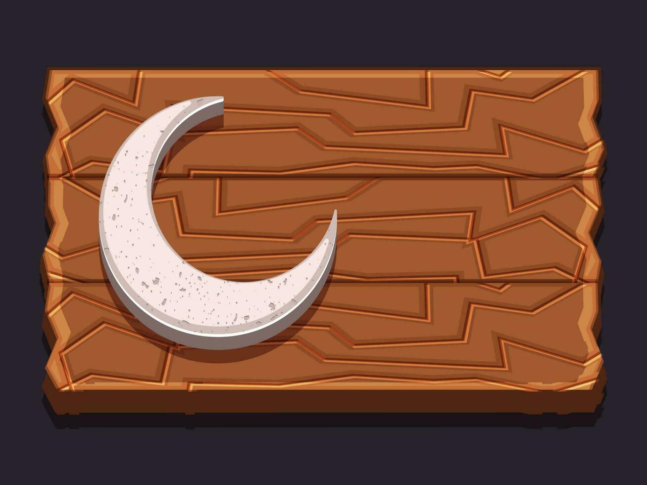 Creative 3D Crescent Moon on wooden background for Muslim Community Festivals celebration. vector