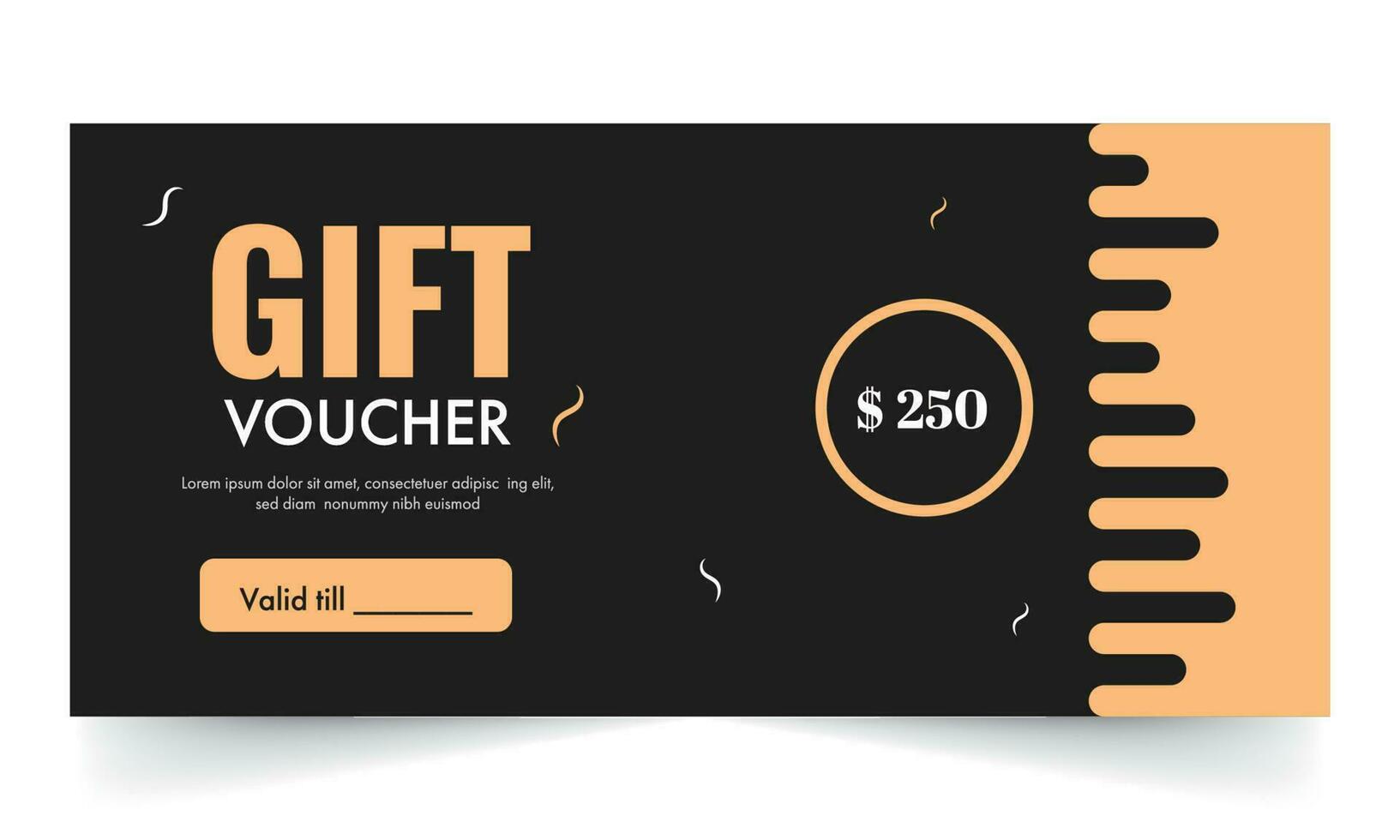 Gift Voucher Banner Or Header Design With Discount Offer On Black And Orange Background. vector