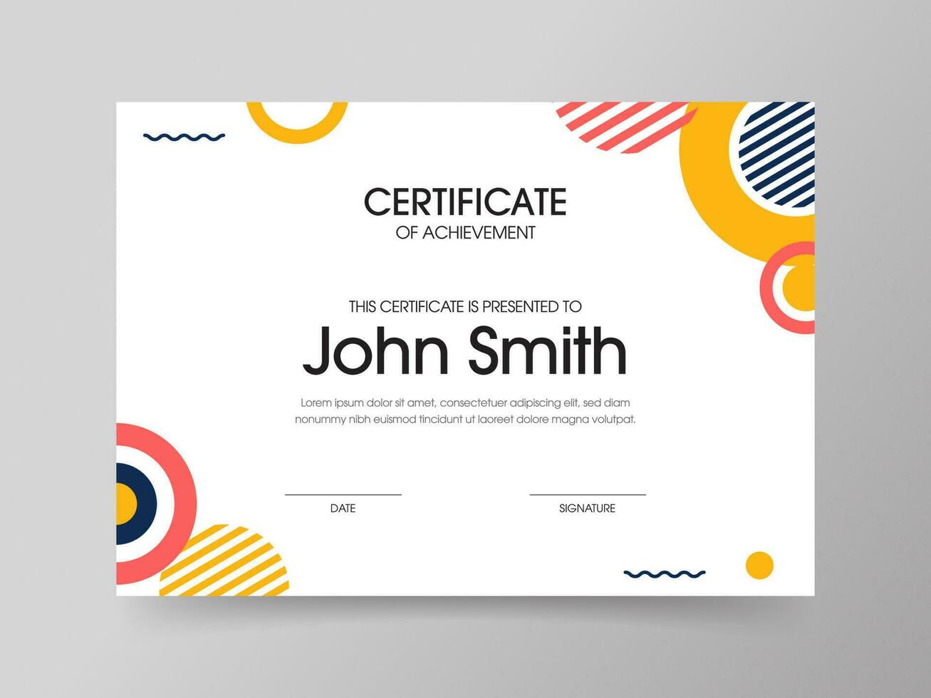 Certificate Of Achievement Template With Geometric Element In White Color. vector