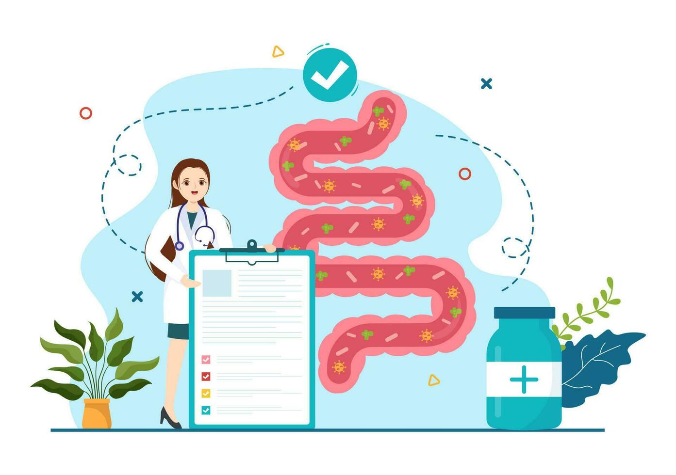 Stomach Health Gastroenterology Vector Illustration with Abdomen Pain and Medical Research for Healthcare in Flat Cartoon Hand Drawn Templates