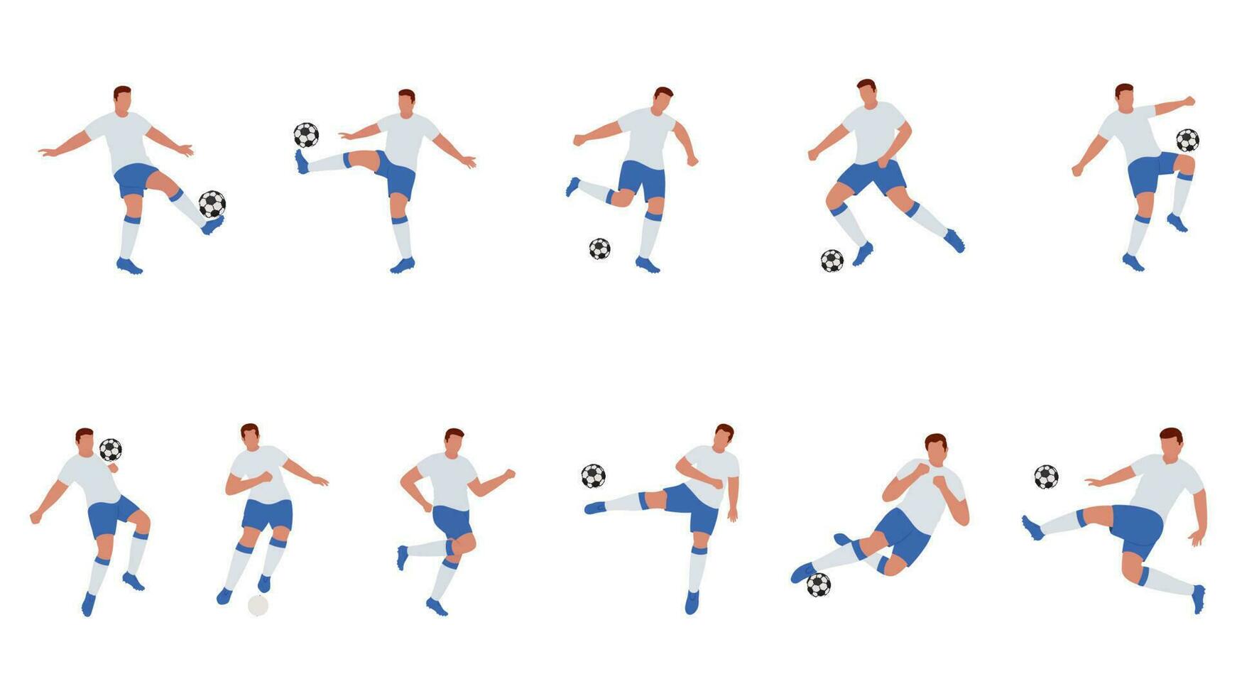 diferente ocupaciones de masculino futbolista jugador en blanco antecedentes. vector