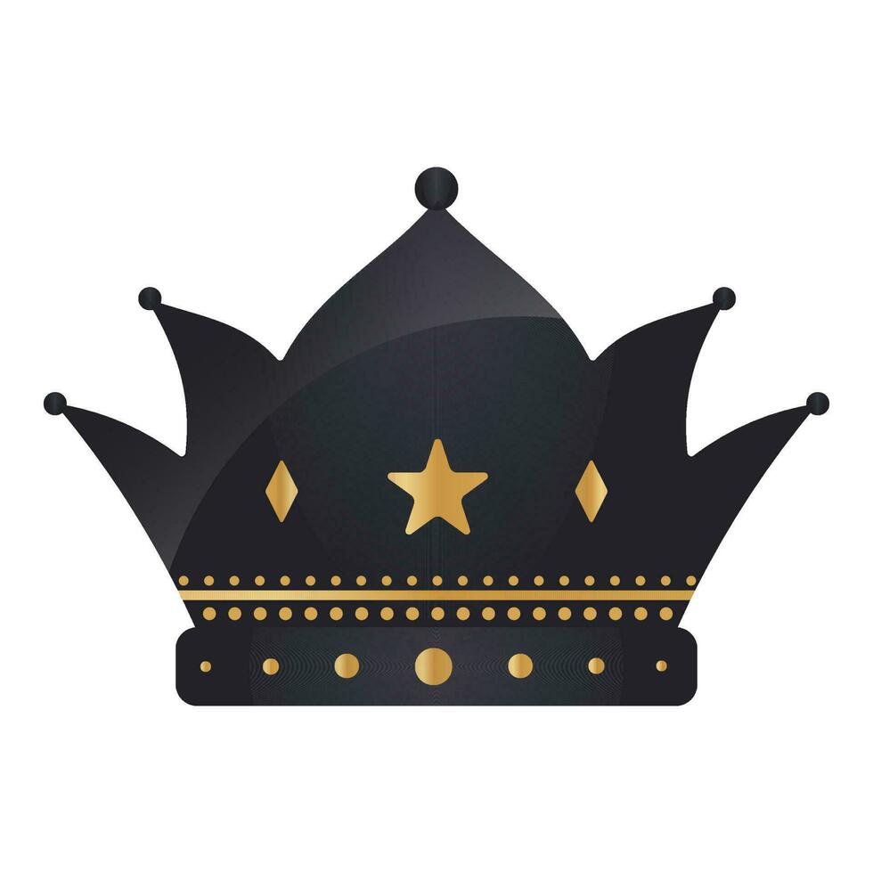 Isolated Crown Element In Black And Golden Color. vector