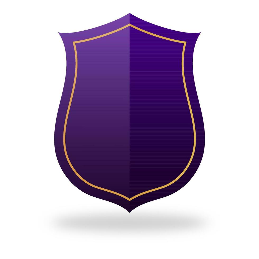 Purple Empty Shield Element On White Background. vector