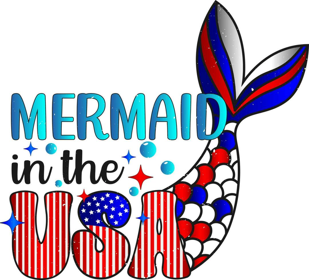 4th of july. Mermaid In The USA vector