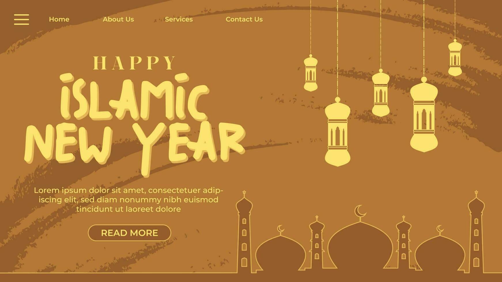 Vector brush islamic new year landing page