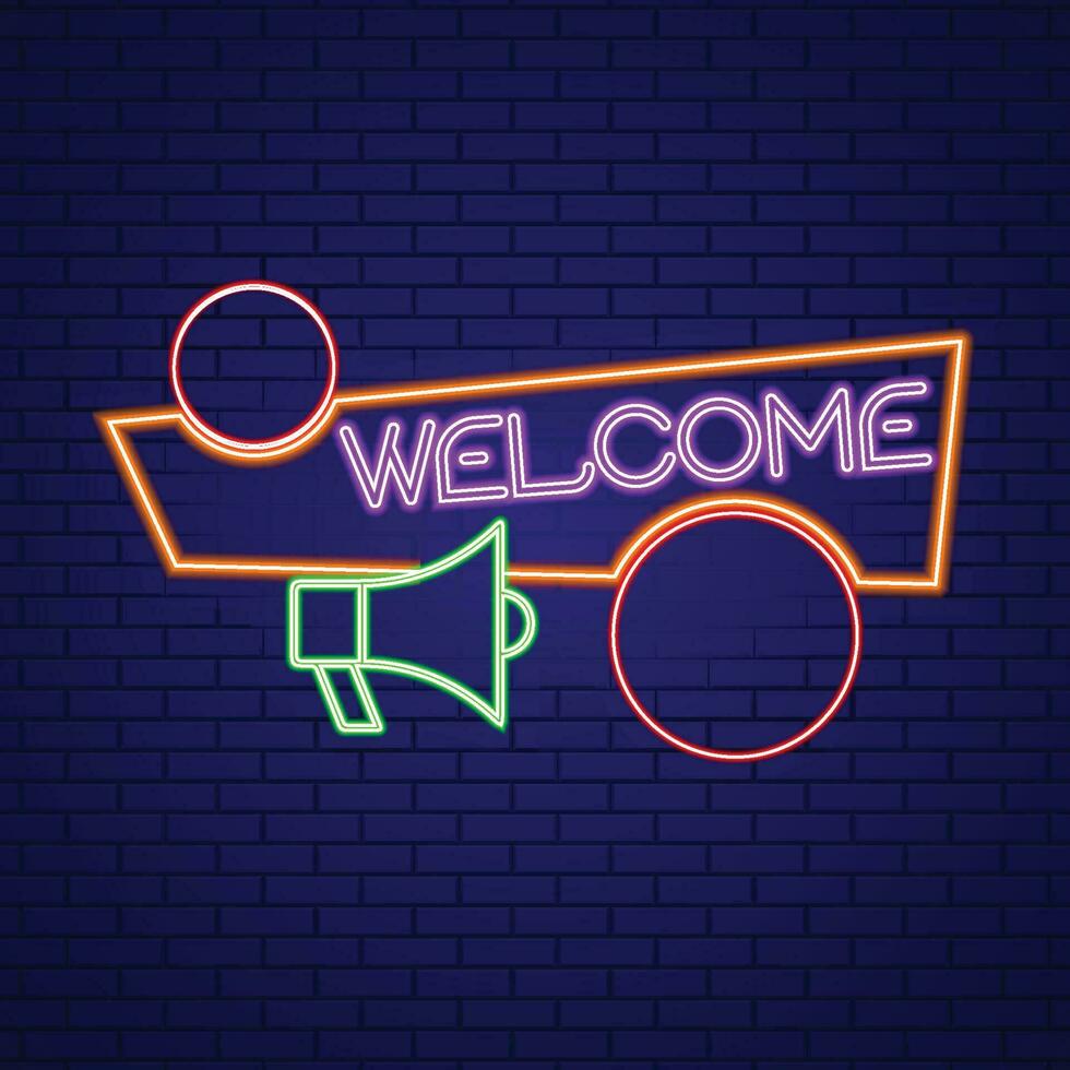 welcome text neon effect, neon effect vector