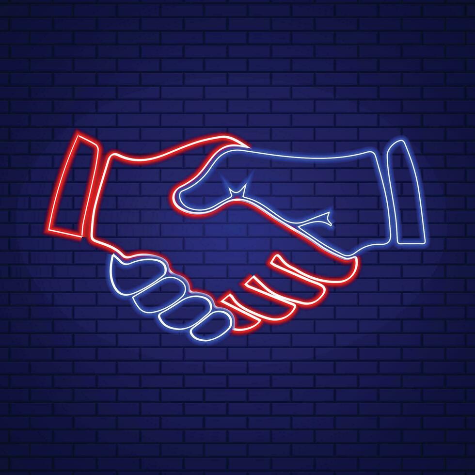 Handshake Neon Effect, Handshake neon vector