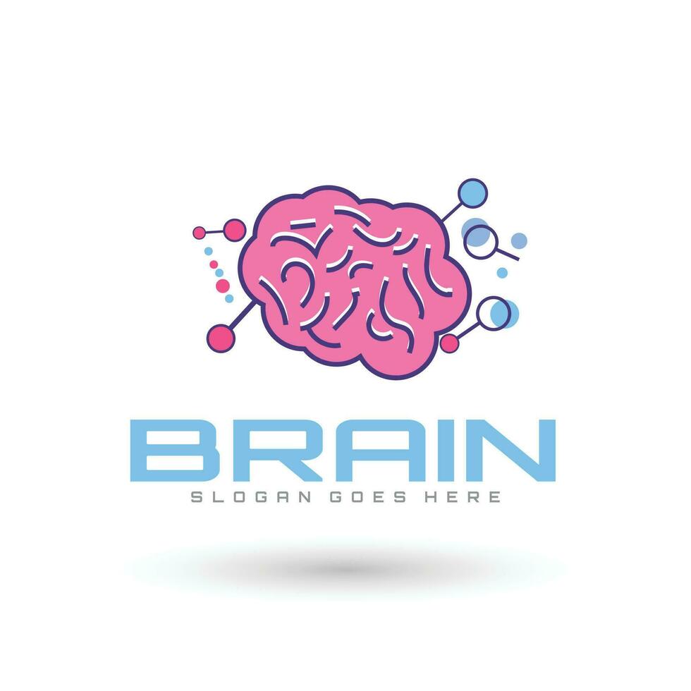 Brain Logo silhouette top view design vector template. Brainstorm think idea Logotype concept icon.