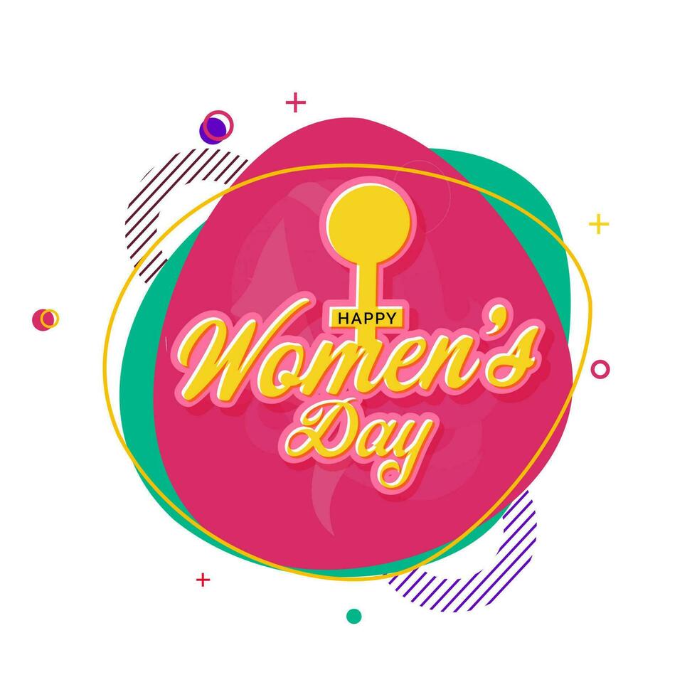 Sticker Style Happy Women's Day With Venus Symbol On Abstract Background. vector