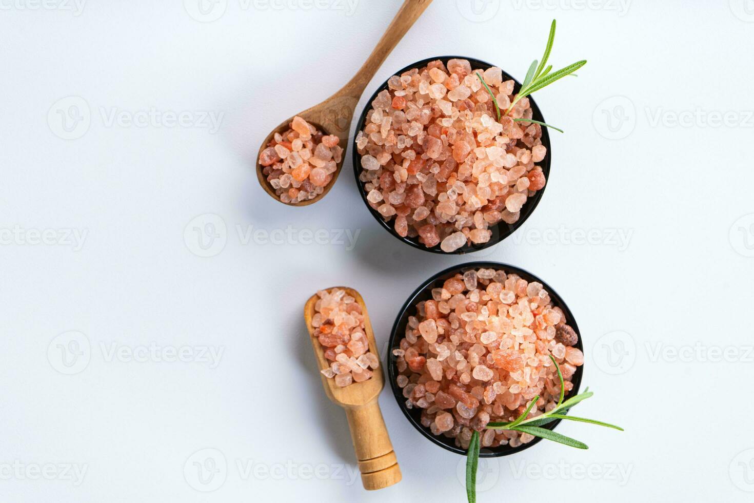 Himalayan pink salt is herb seasoning from himalaya and isolated on white background with copy space photo