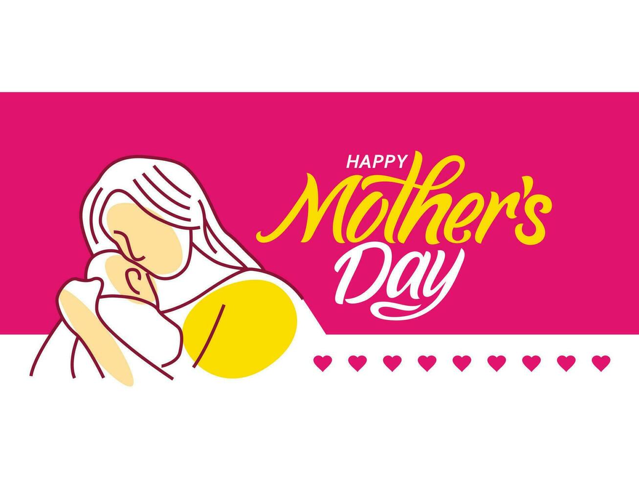 Happy Mother's Day Greeting vector typography with Mother and child