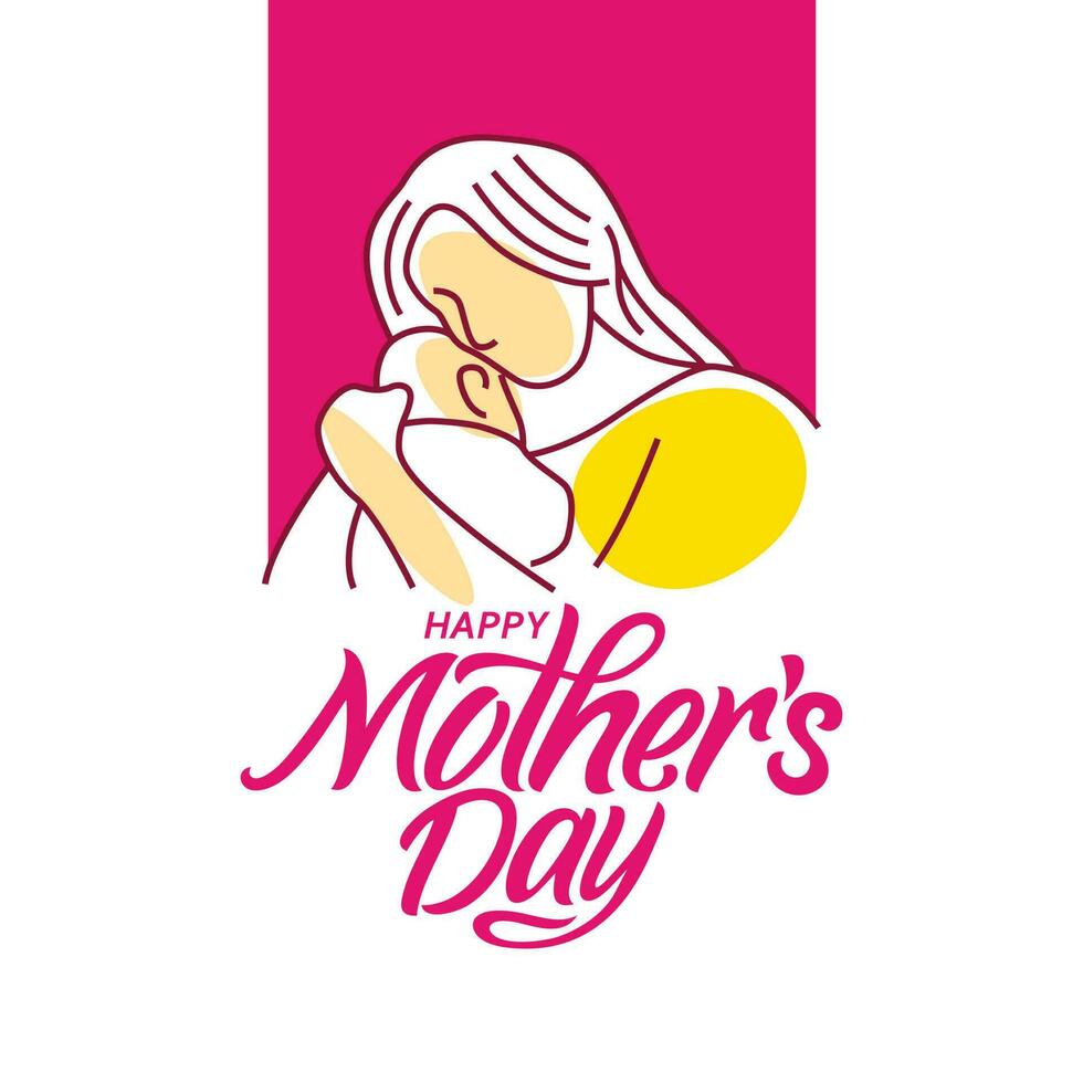 Happy Mother's Day Greeting vector typography with Mother and child