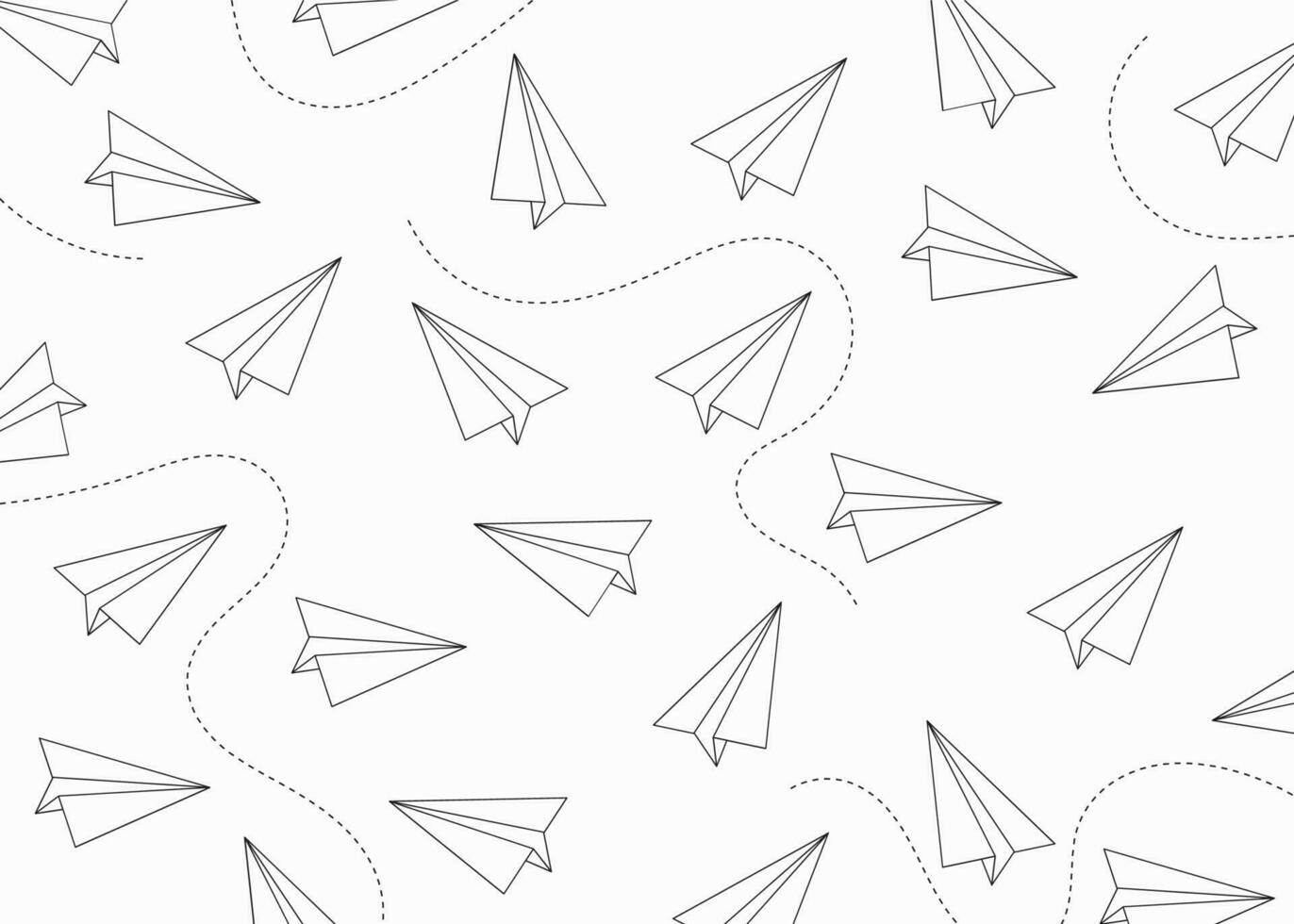 background with paper airplane pattern vector