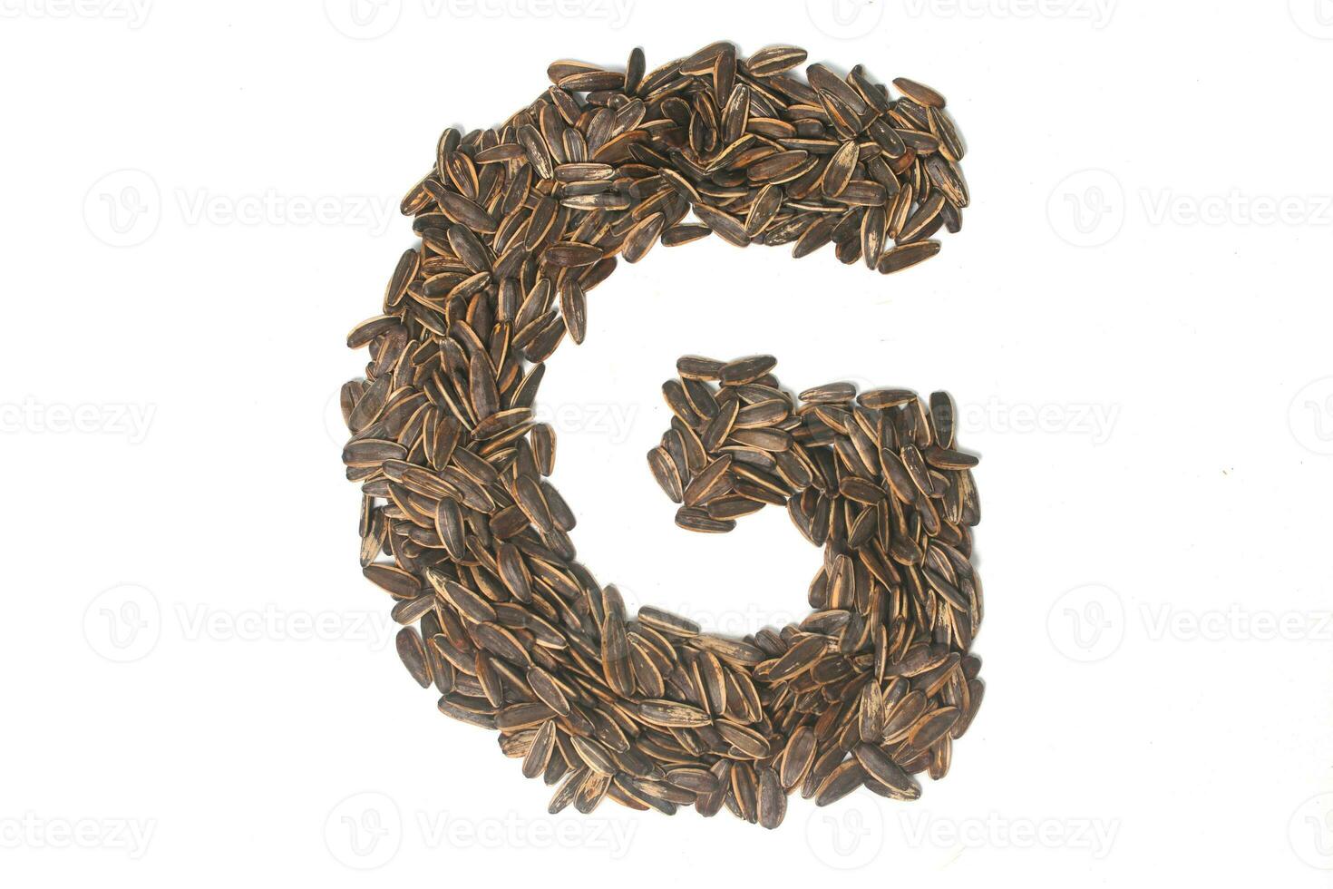 alfabeto hecho desde girasol semillas foto