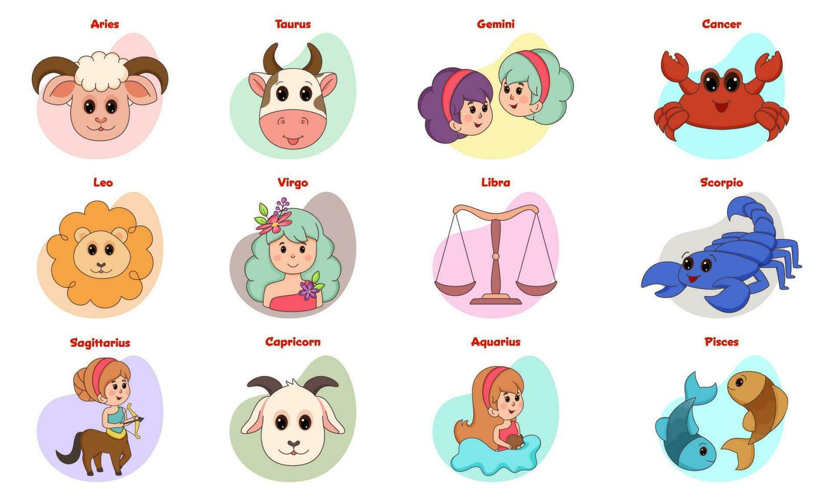 Set Of Astrological Zodiac Symbols On White Background. vector