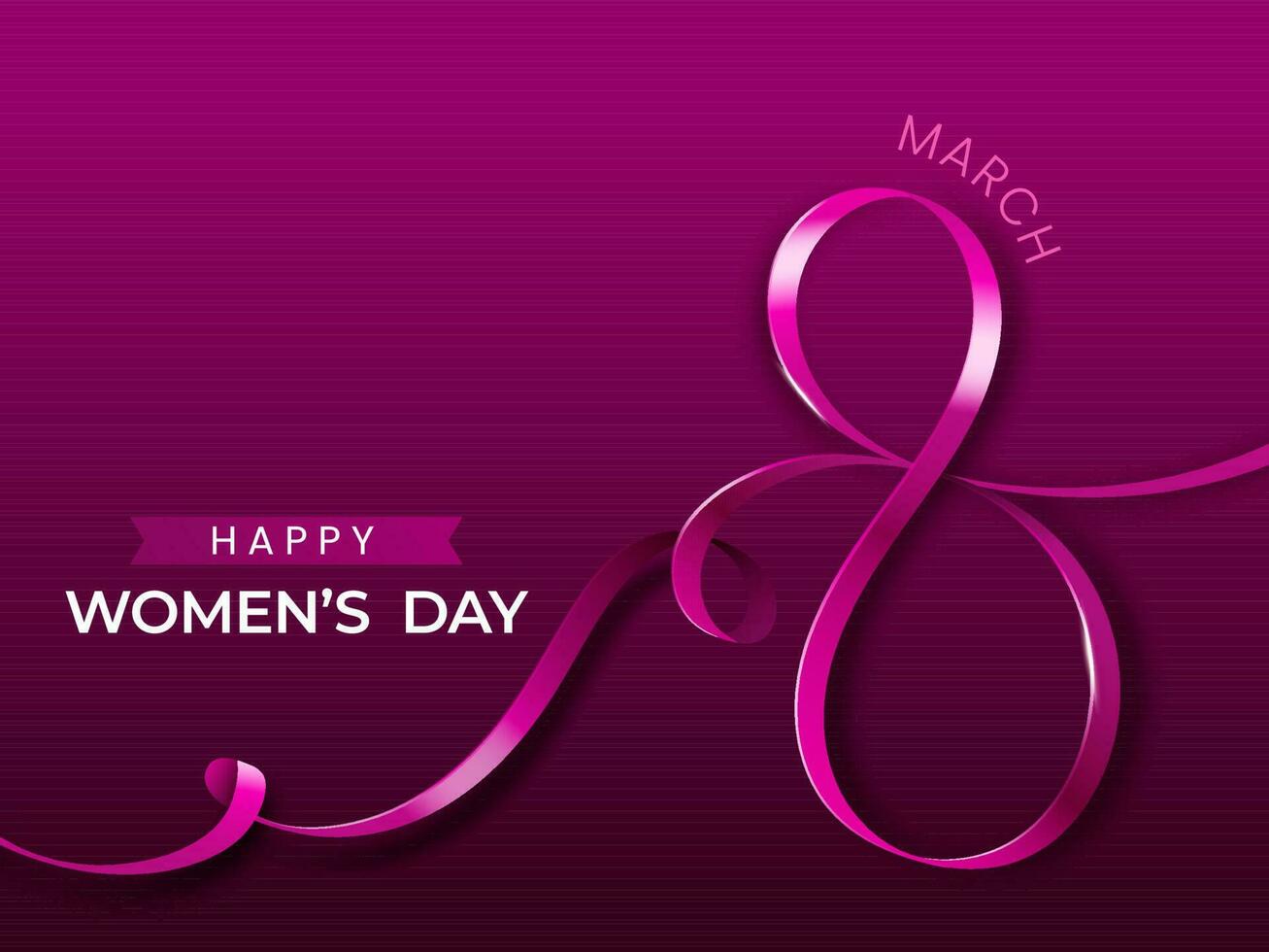 Happy Women's Day Concept With 8 Number Form By Silk Ribbon Of March On Pink Background. vector