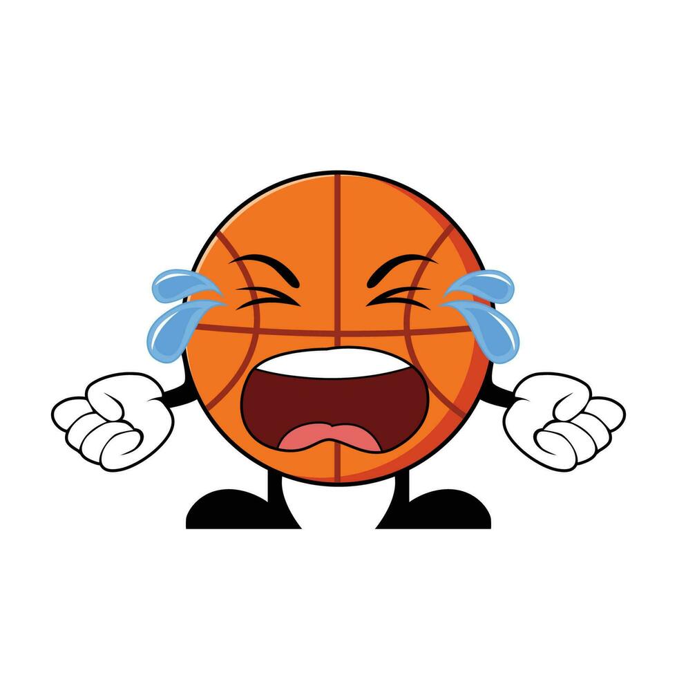 Crying Basketball character cartoon. Mascot Character vector. vector