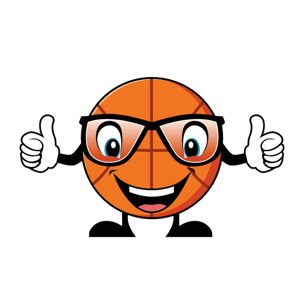Basketball Cartoon Character with Sunglasses Giving Thumbs Up. Mascot Character vector. vector