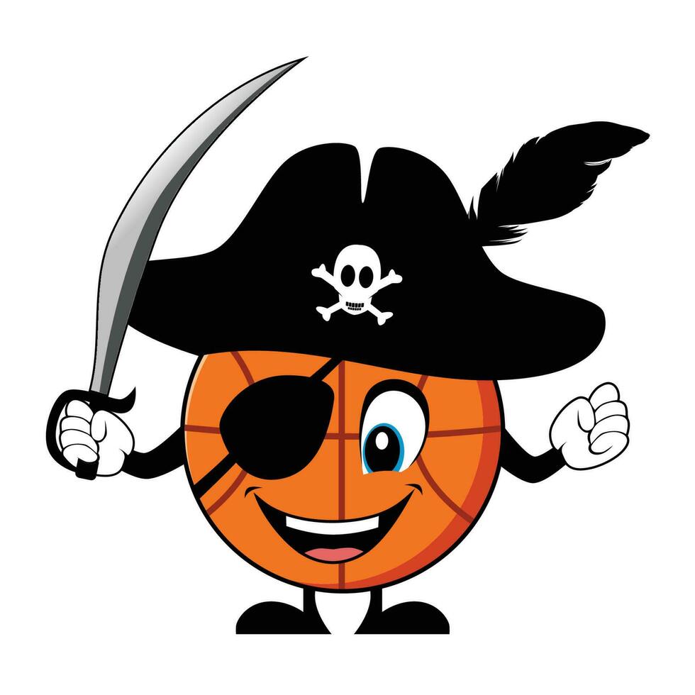 dibujos animados personaje de baloncesto como un pirata. mascota personaje vector