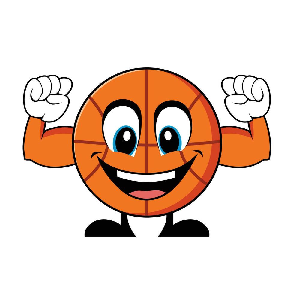 Basketball Cartoon Character with Muscle Arms. Mascot Character vector. vector