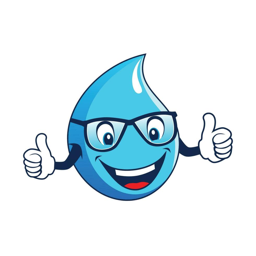 smilling agua soltar con lentes dando pulgares arriba. vector ilustración aislado en blanco antecedentes