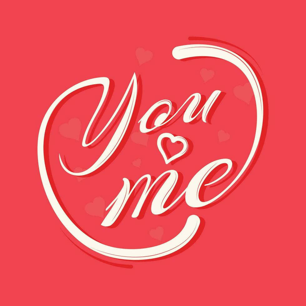 Calligraphy Of You Love Me On Red Background. vector