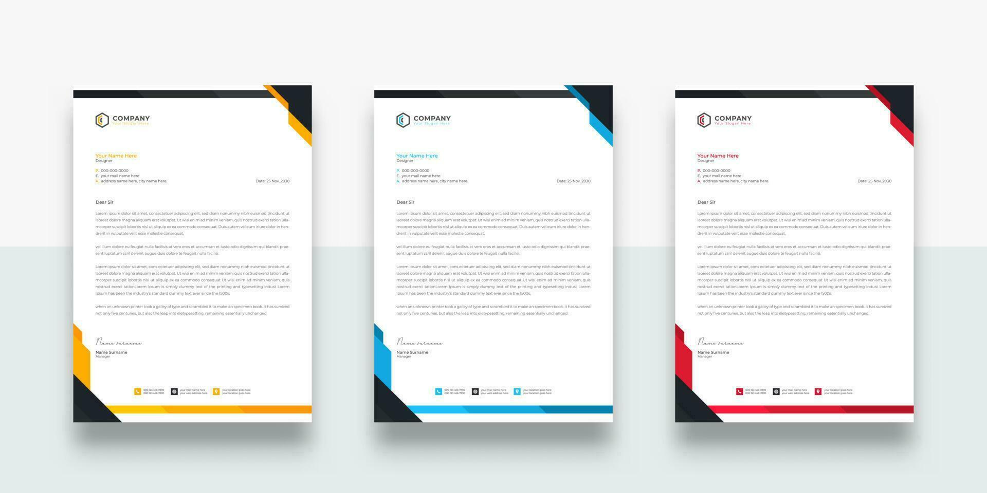 Creative and Unique abstract style business letterhead template. Creative letterhead template vector. color variation creative letterhead template design. vector