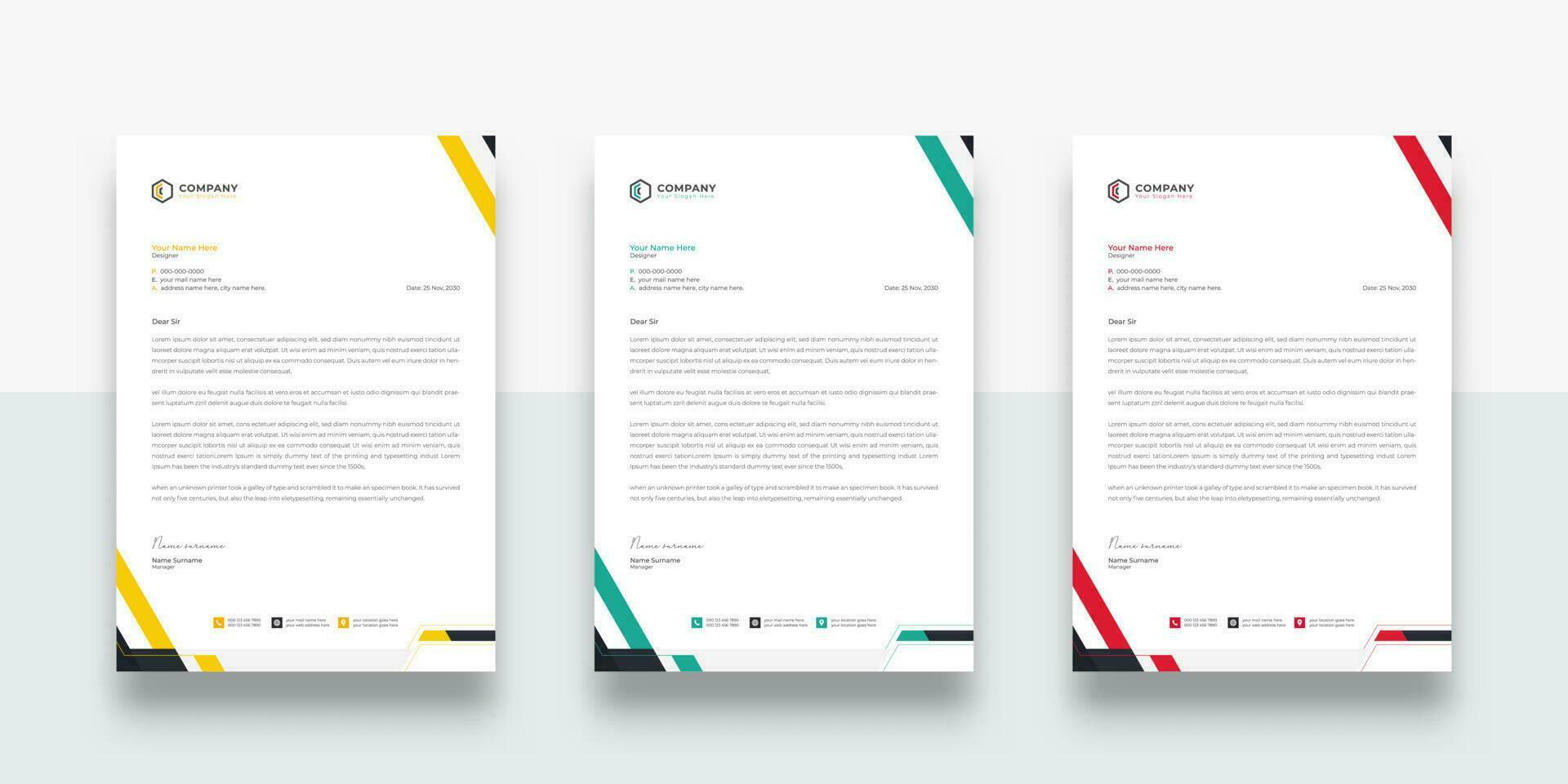 Abstract modern colorful business letterhead design template. With color variation creative letterhead Template. modern letterhead design template for your project. vector
