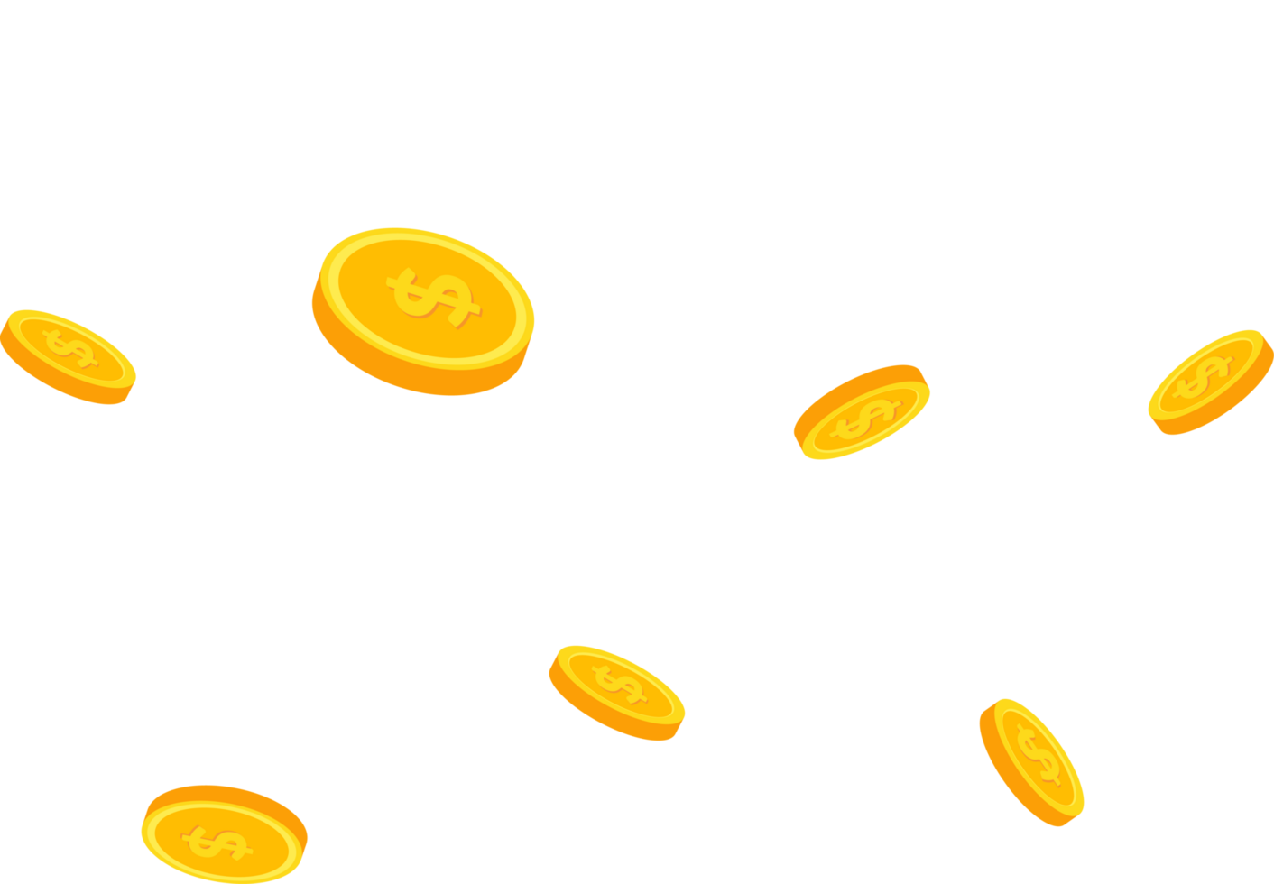 Gold coins falling on piles. Cash money pile.finance concept in flat style png