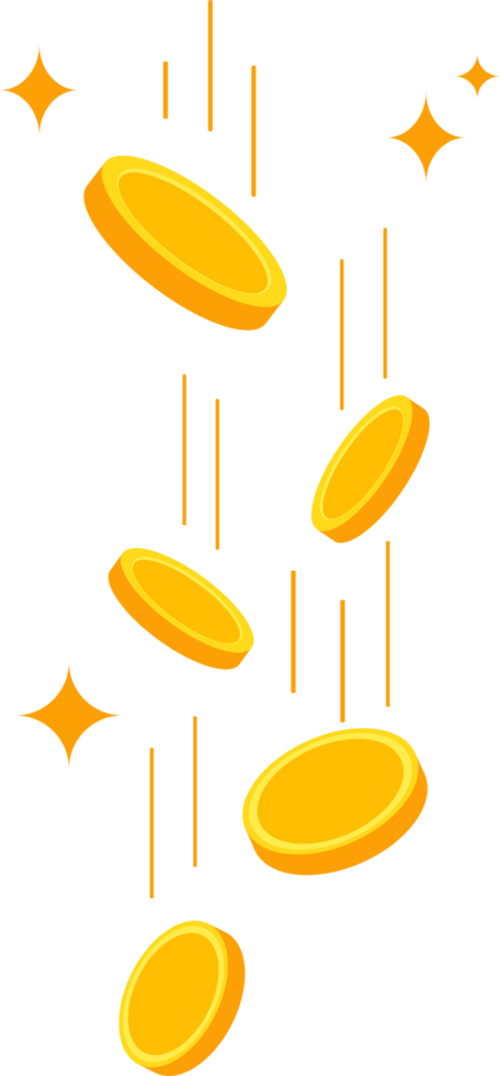 Gold coins falling on piles. Cash money pile.finance concept in flat style png
