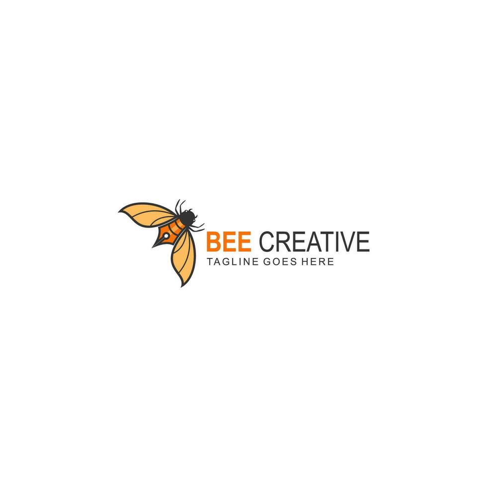 abeja creativo logo diseño con bolígrafo vector