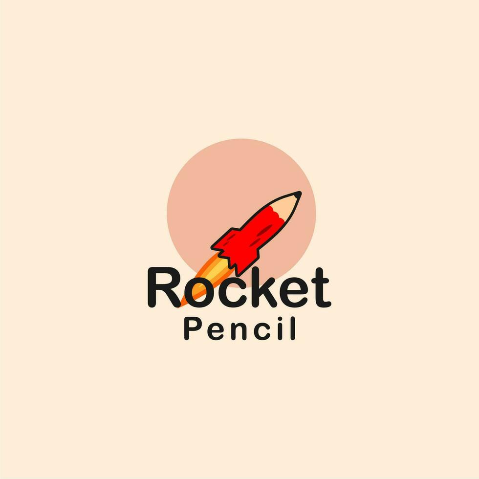 An illustration logo of flying pencil and rocket vector
