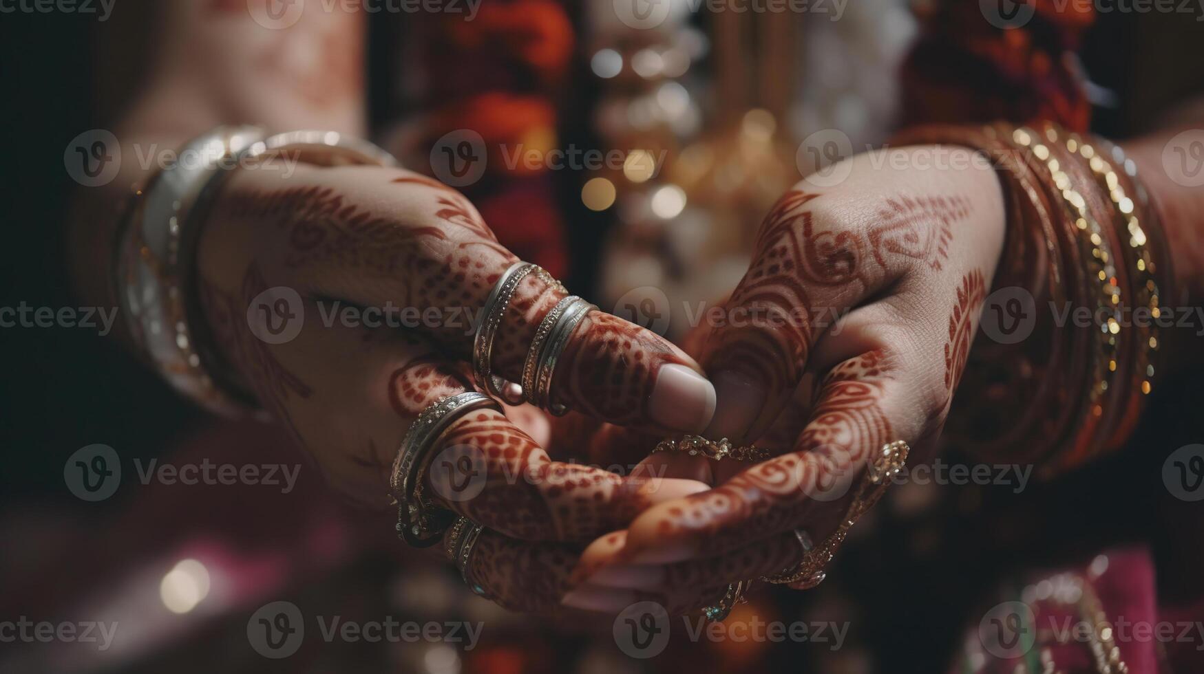 Amazing hindu wedding ceremony. Details of traditional indian wedding. Beautifully decorated hindu wedding accessories. Indian marriage traditions, photo