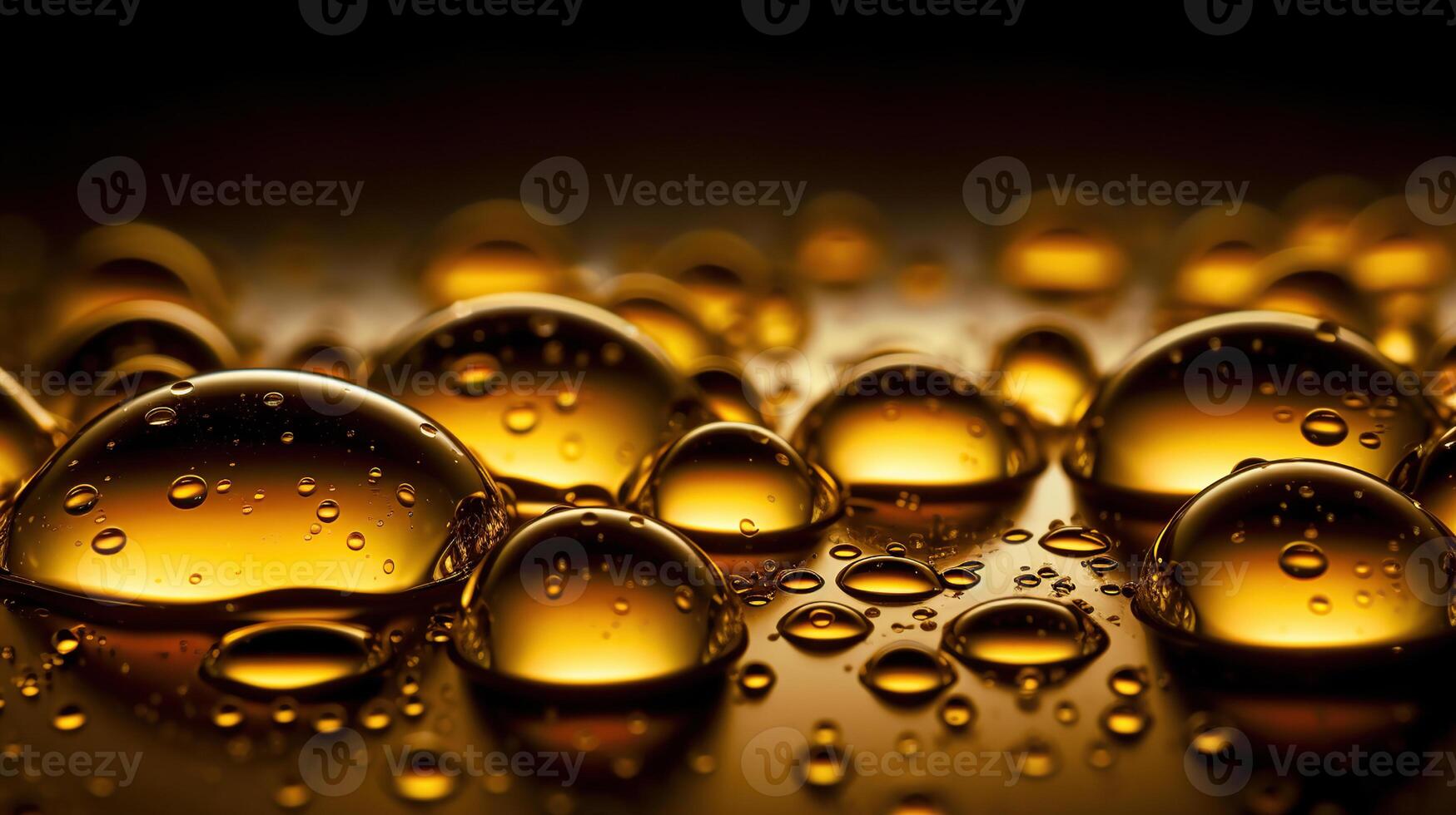 Golden drops of oil or serum surface background, photo