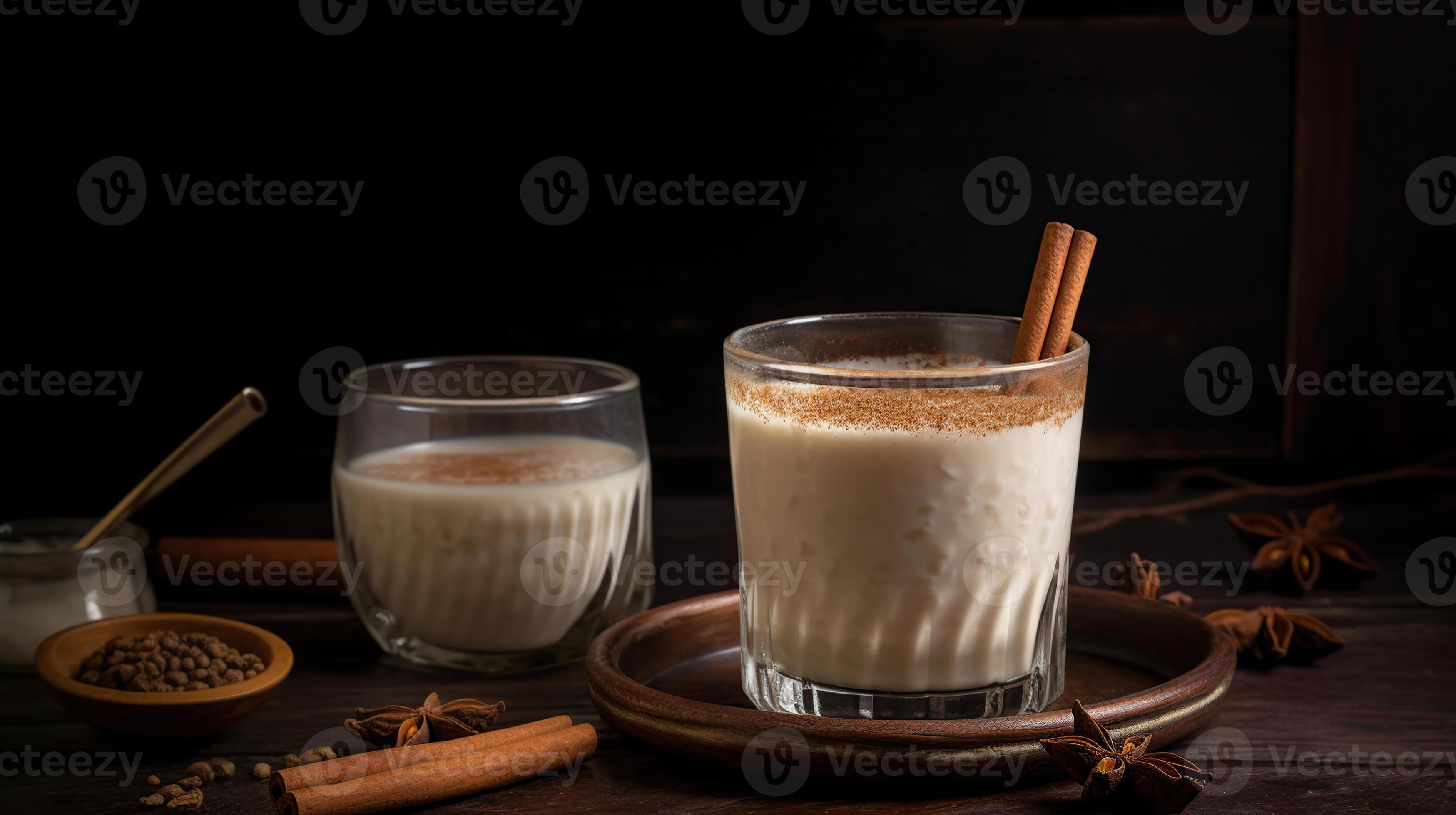 Delicious Horchata with cinnamon in the top. Rice water. Valencian