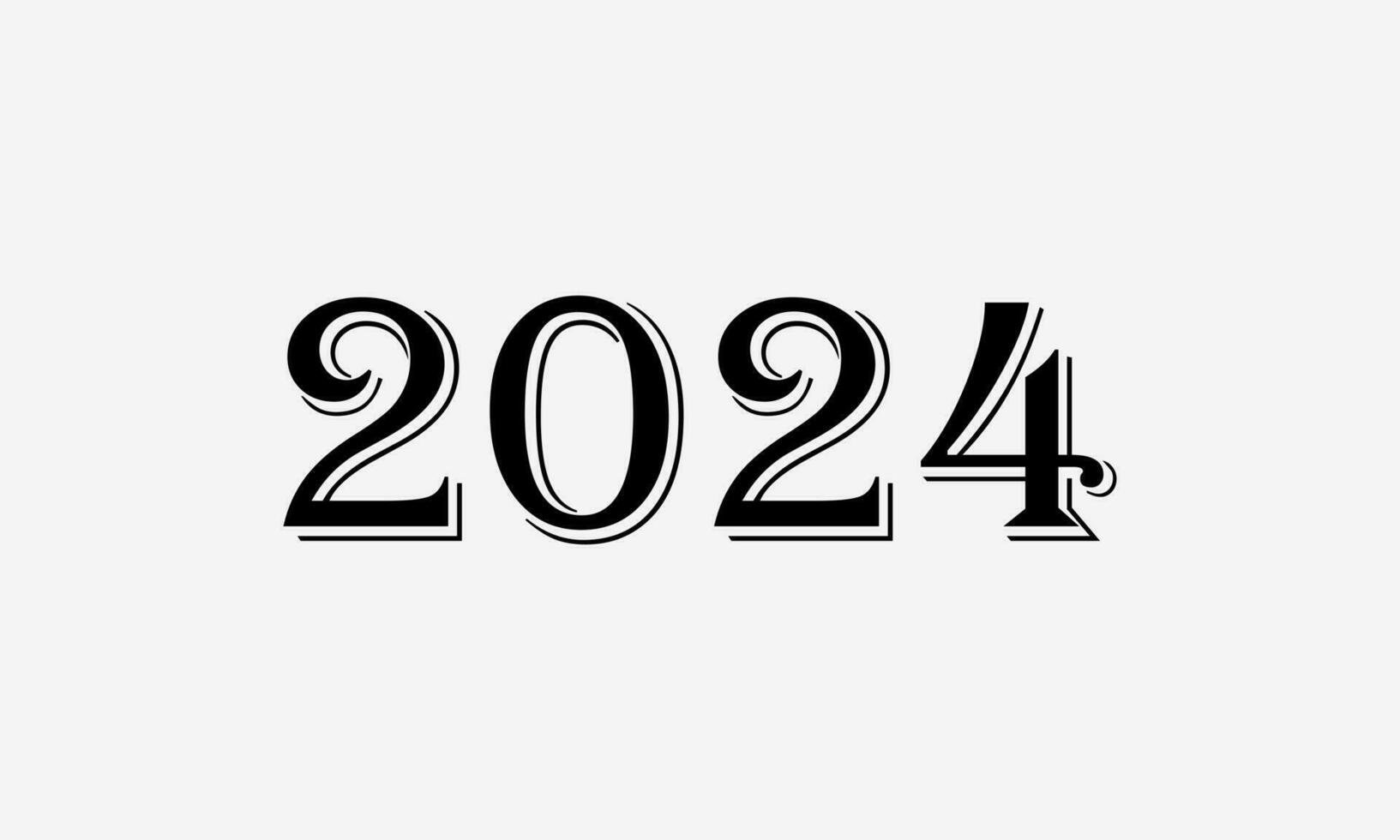 2024 typography modern futuristic background typography with black color and white background vector