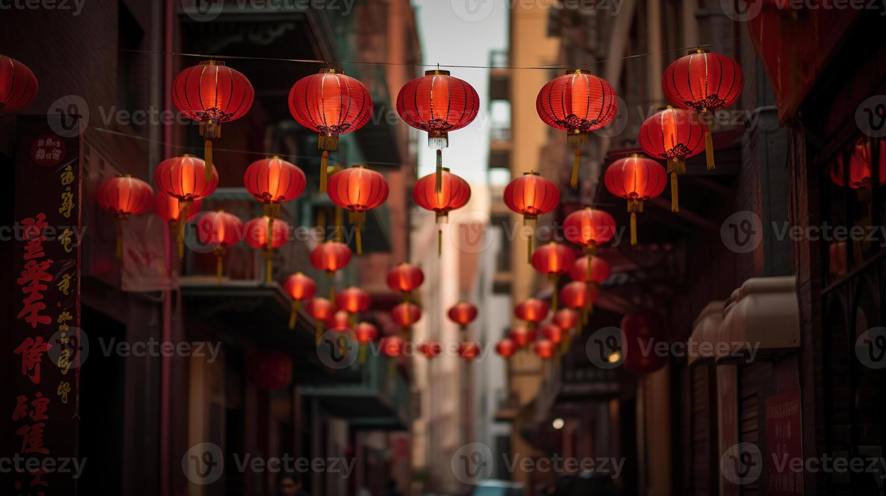 Chinese new year lanterns in china town, photo