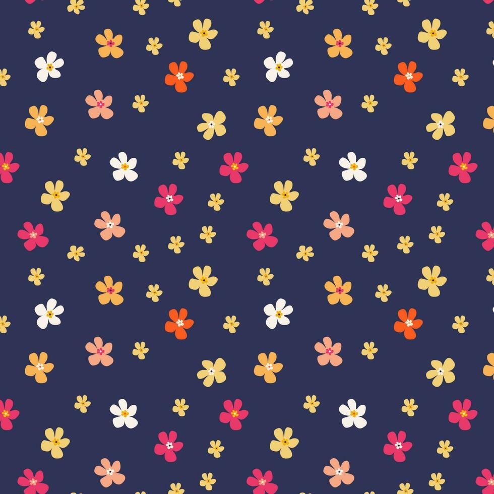 Cute floral pattern. Seamless vector texture. An elegant template for fashionable prints. Print with colorful flowers on a purple background.