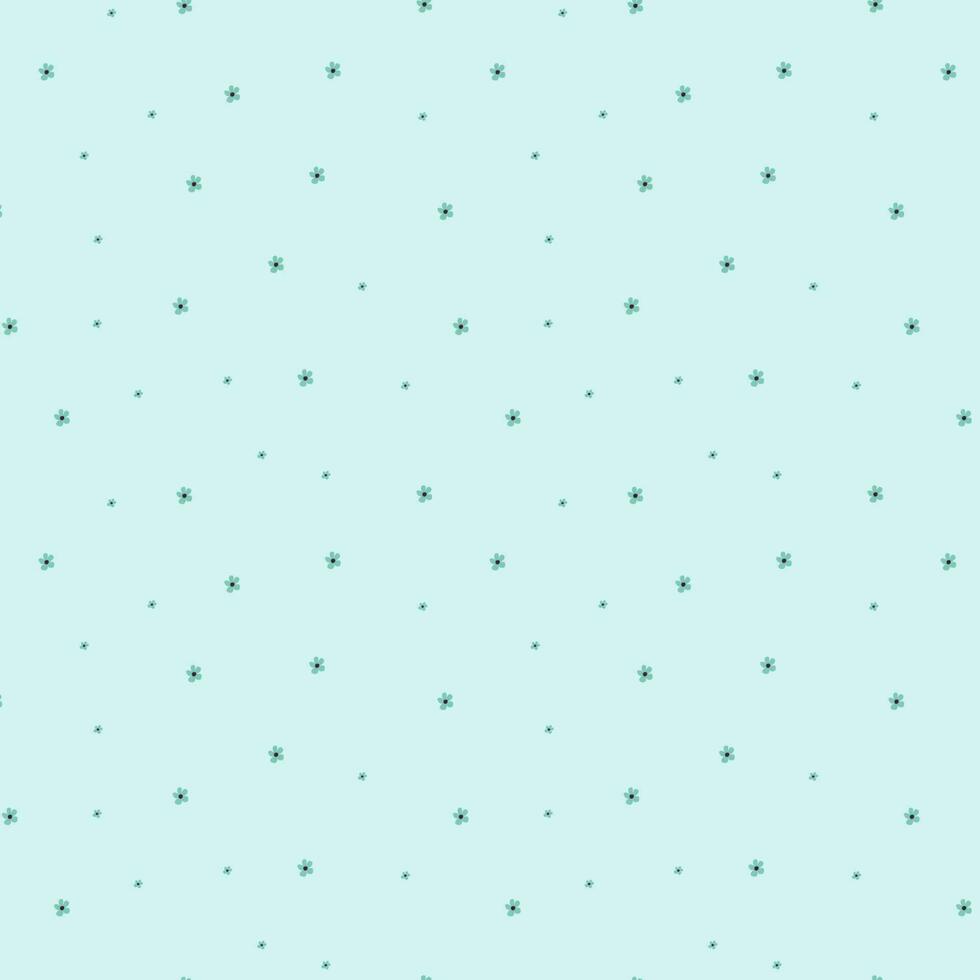 Floral pattern. Small repeated flowers on a blue background. Pattern for wrapping, wallpapers, web page background. Vector