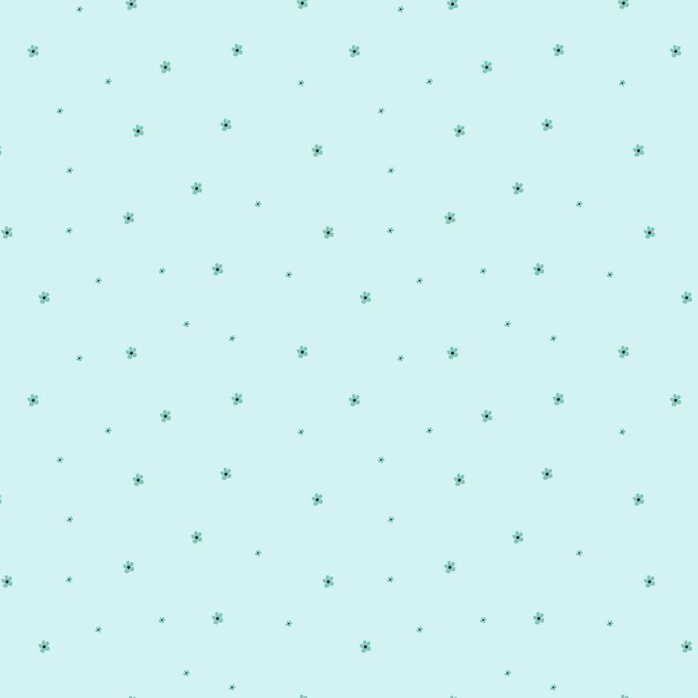 Floral pattern. Small repeated flowers on a blue background. Pattern for wrapping, wallpapers, web page background. Vector