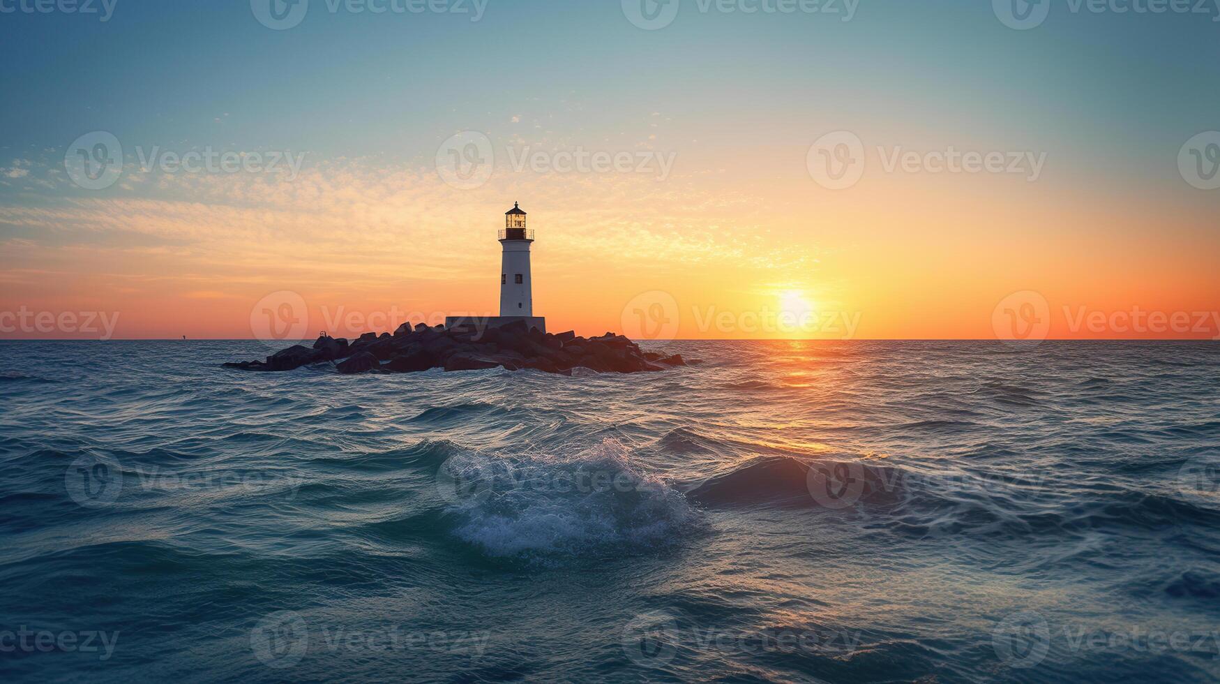 Lighthouse on sunset, photo